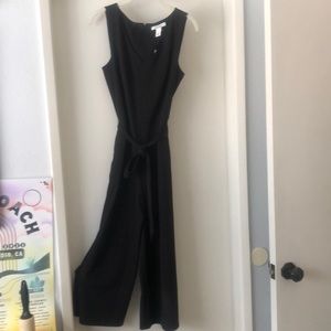 WHBM Black Crepe V-neck Jumpsuit